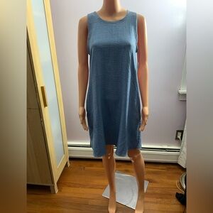 Sleeveless Casual Shift Dress in Dusty Blue